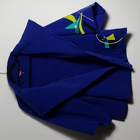 JUST BARB Heavy Weight Abstract Pattern Open Front One Pocket Cardigan Size L/XL - Picture 7 of 16